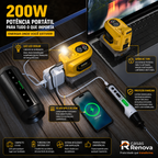 Inversor de Energia 200W para Eletrodomésticos – USB, Tipo-C e Luz LED