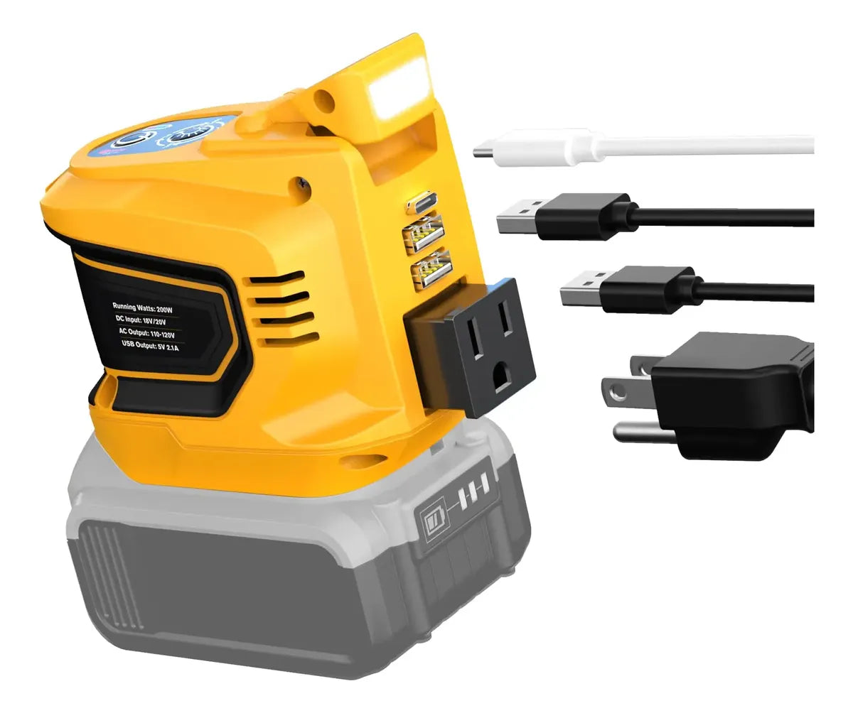 Inversor de Energia 200W para Eletrodomésticos – USB, Tipo-C e Luz LED