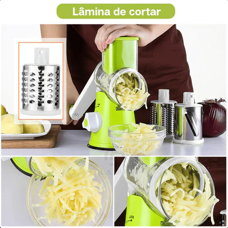 InoxSlice - Cortador Ralador e Fatiador de Legumes Multifuncional 3 Lâminas