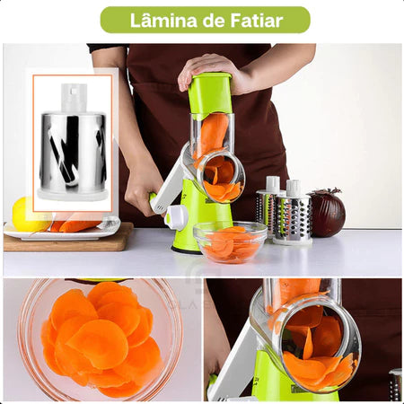 InoxSlice - Cortador Ralador e Fatiador de Legumes Multifuncional 3 Lâminas